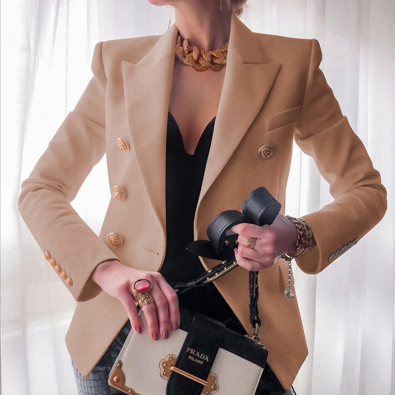 Red Ladies Tailored Jacket with Metallic Buttons