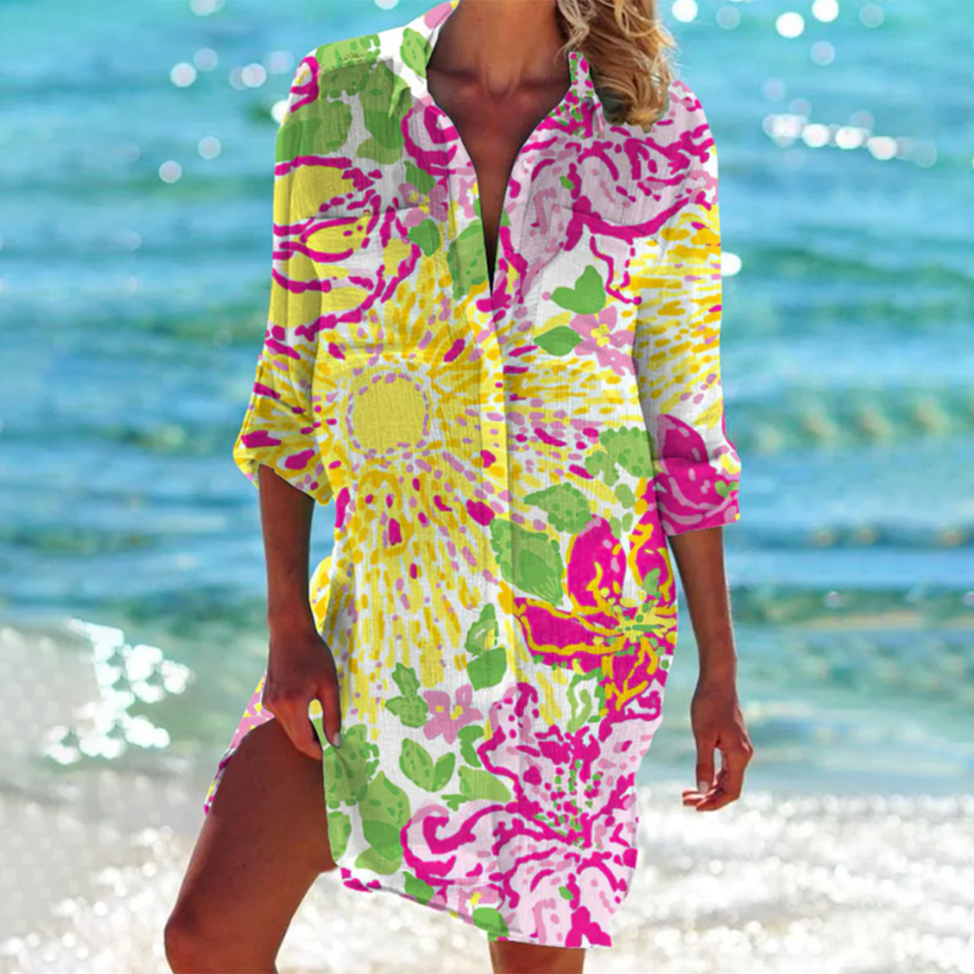 Comfortable Sunny Sundress with Buttons
