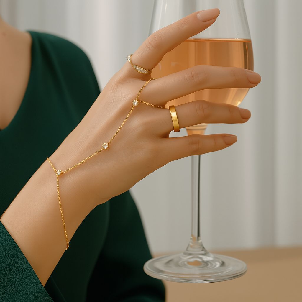 Shiny Gemstone Adjustable Link Bracelet - OutfitLondon