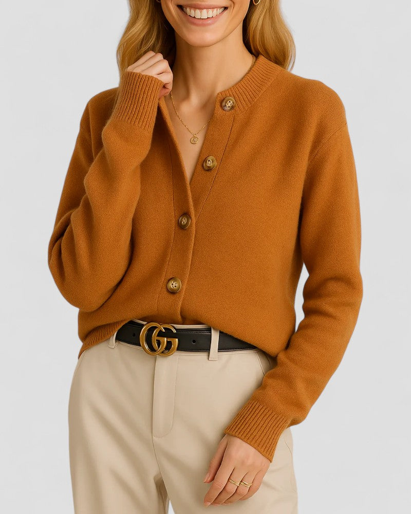 Ladies' Classic Crew Neck Sweater Cardigan - OutfitLondon