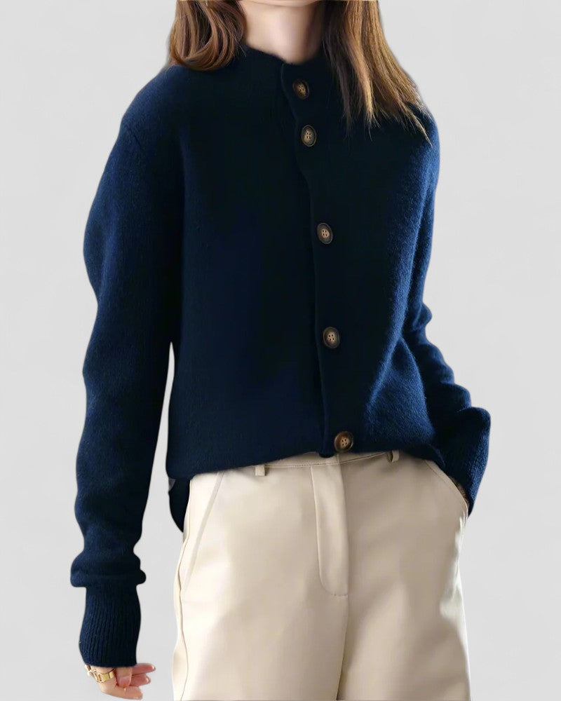 Ladies' Classic Crew Neck Sweater Cardigan