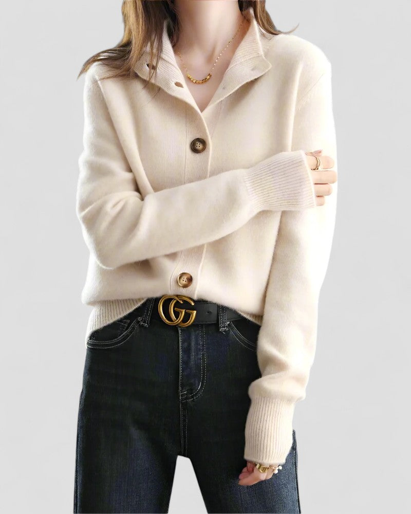 Ladies' Classic Crew Neck Sweater Cardigan
