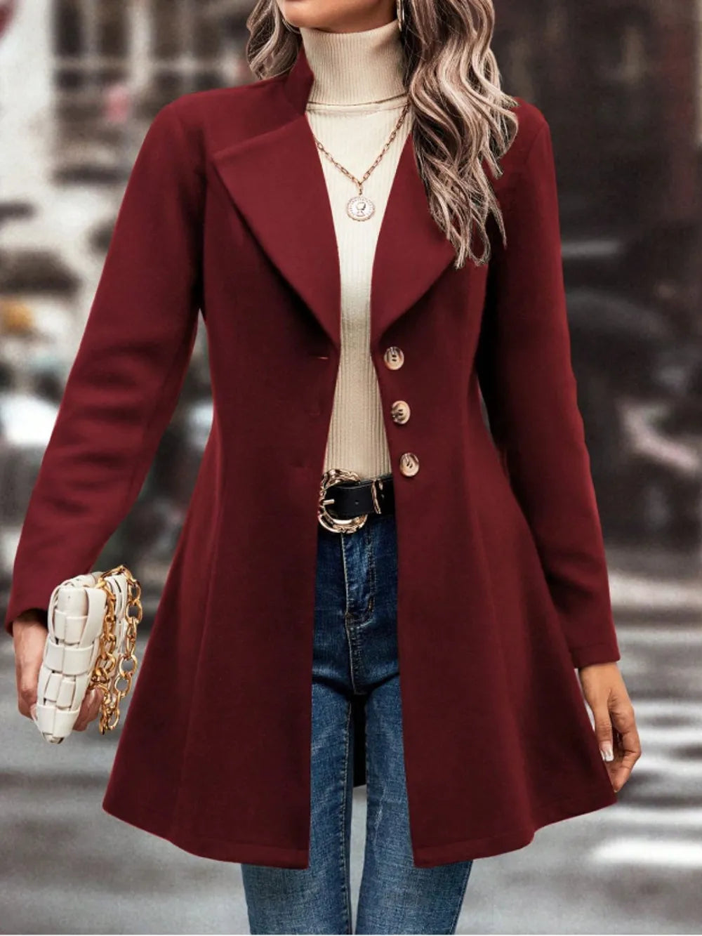 Fashionable Womens Long Stretchy Coat Jacket