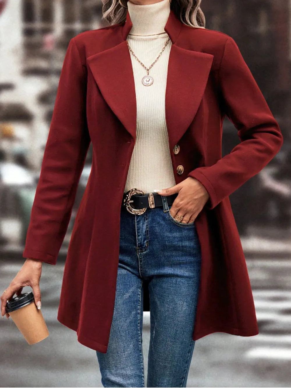 Fashionable Womens Long Stretchy Coat Jacket