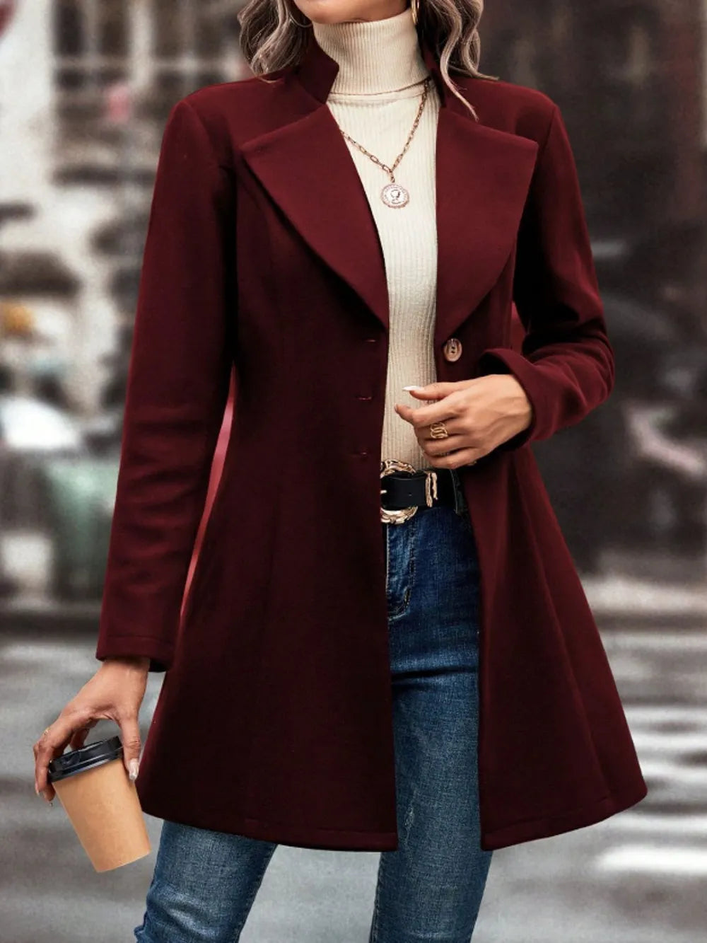 Fashionable Womens Long Stretchy Coat Jacket