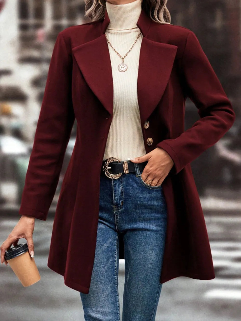 Fashionable Womens Long Stretchy Coat Jacket