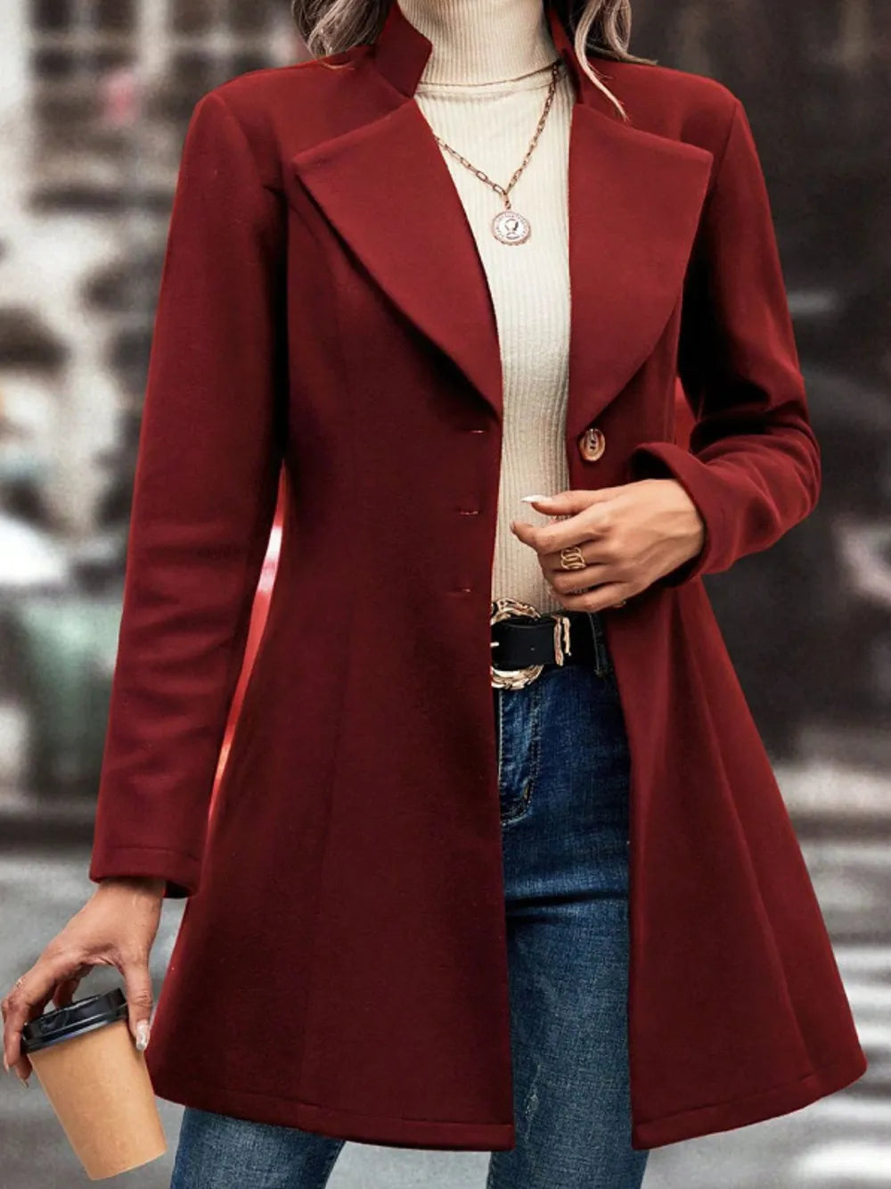 Fashionable Womens Long Stretchy Coat Jacket