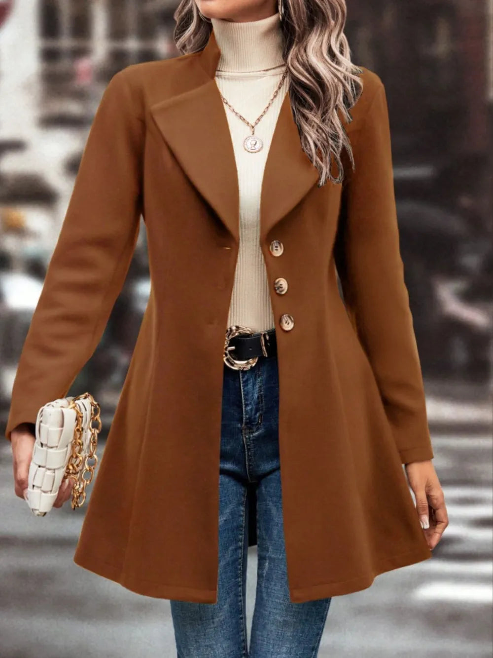 Fashionable Womens Long Stretchy Coat Jacket