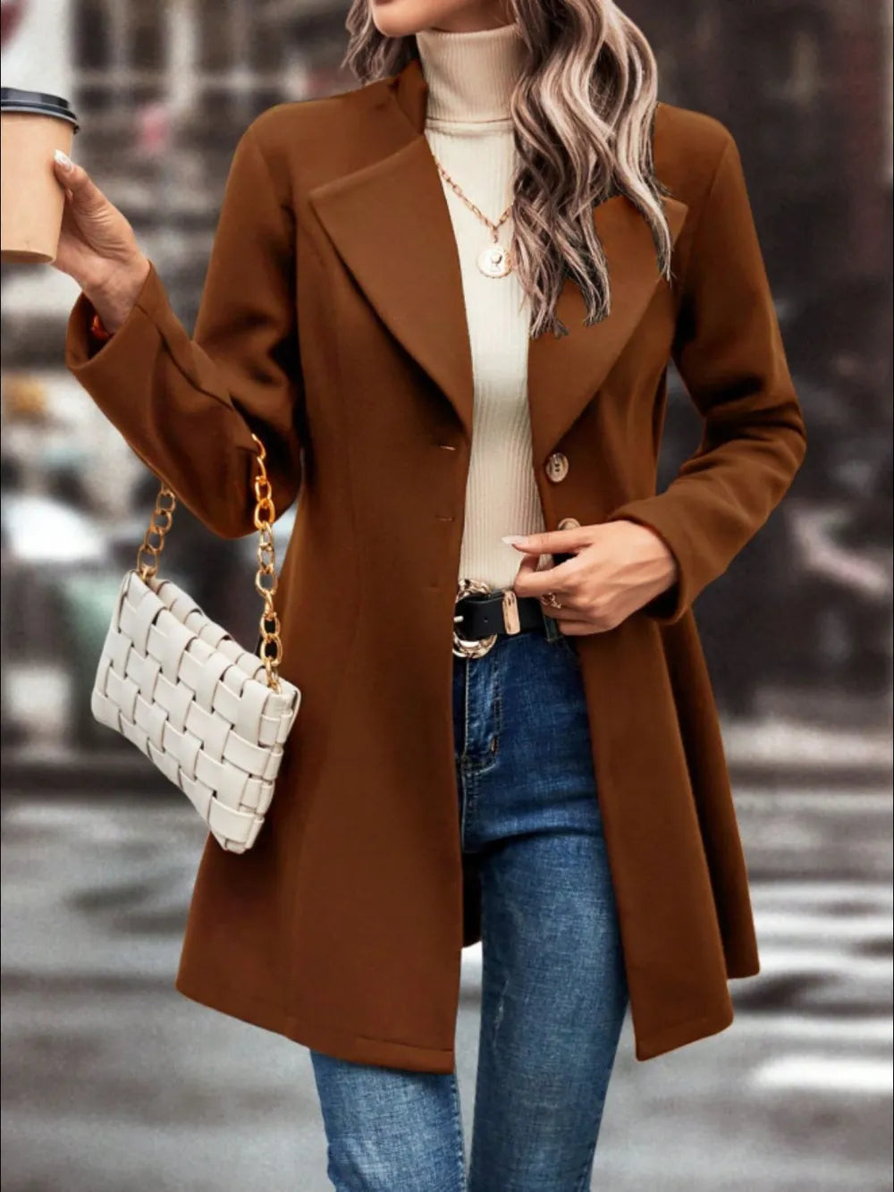 Fashionable Womens Long Stretchy Coat Jacket
