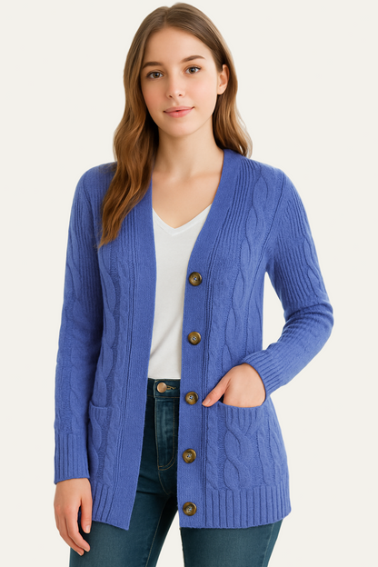 Soft Oversized Cable Knit Cardigan Sweater - OutfitLondon
