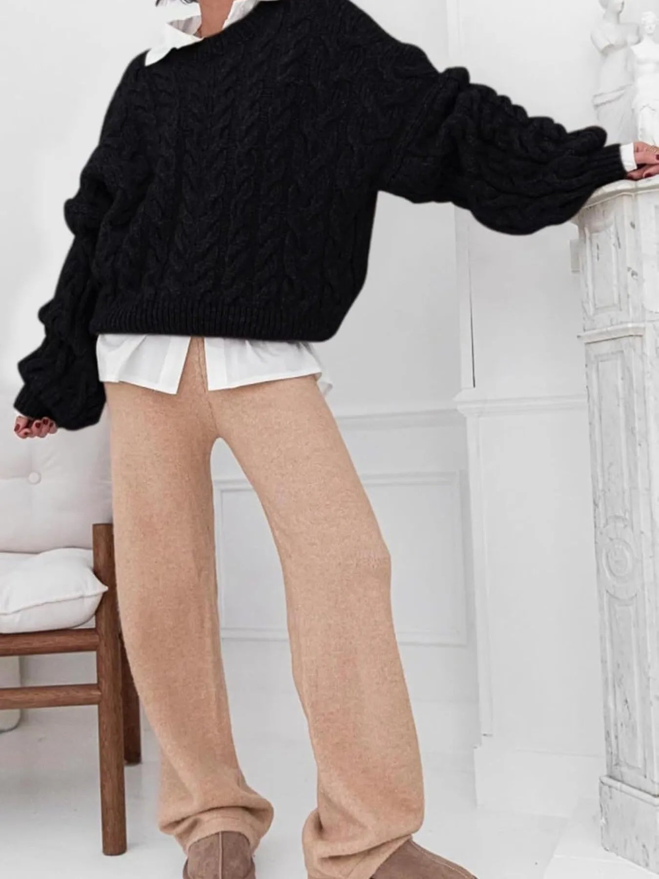 Cozy Women's Cable Knit Long Sweater