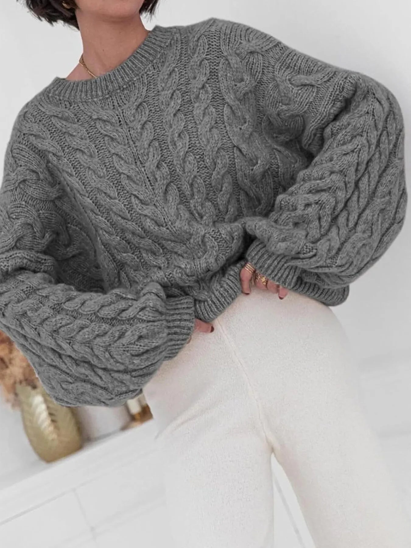 Cozy Women's Cable Knit Long Sweater