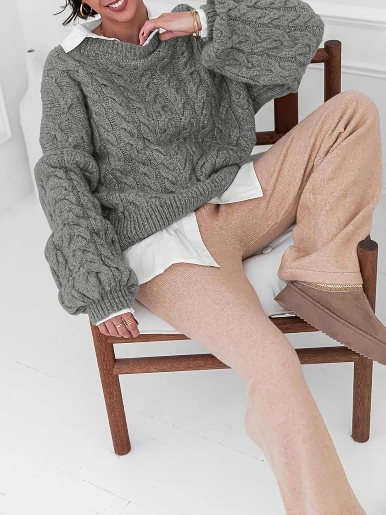 Cozy Women's Cable Knit Long Sweater