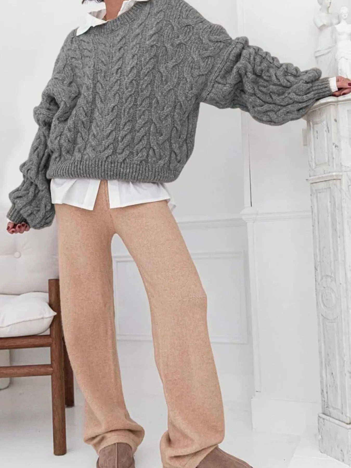 Cozy Women's Cable Knit Long Sweater
