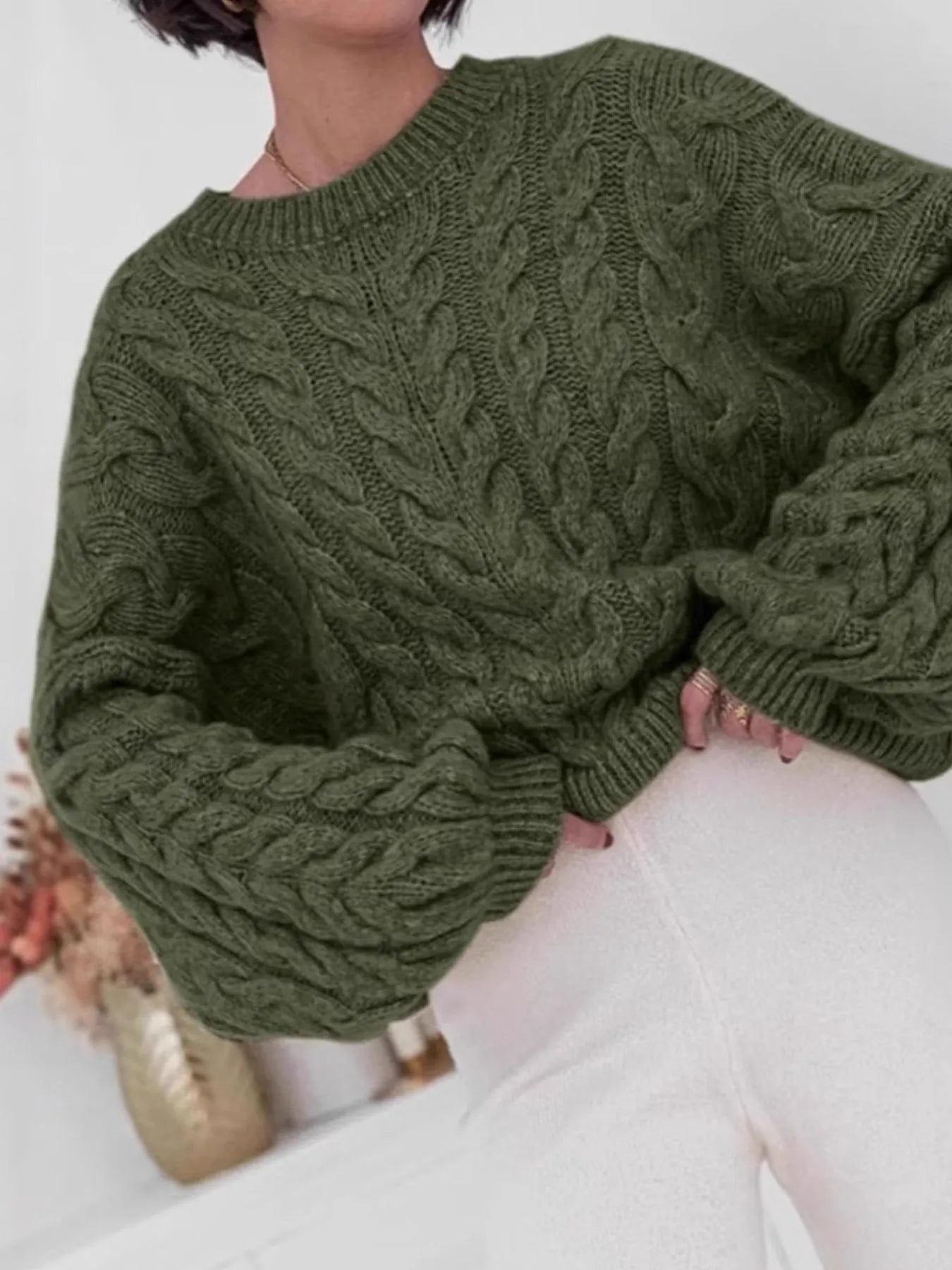 Cozy Women's Cable Knit Long Sweater