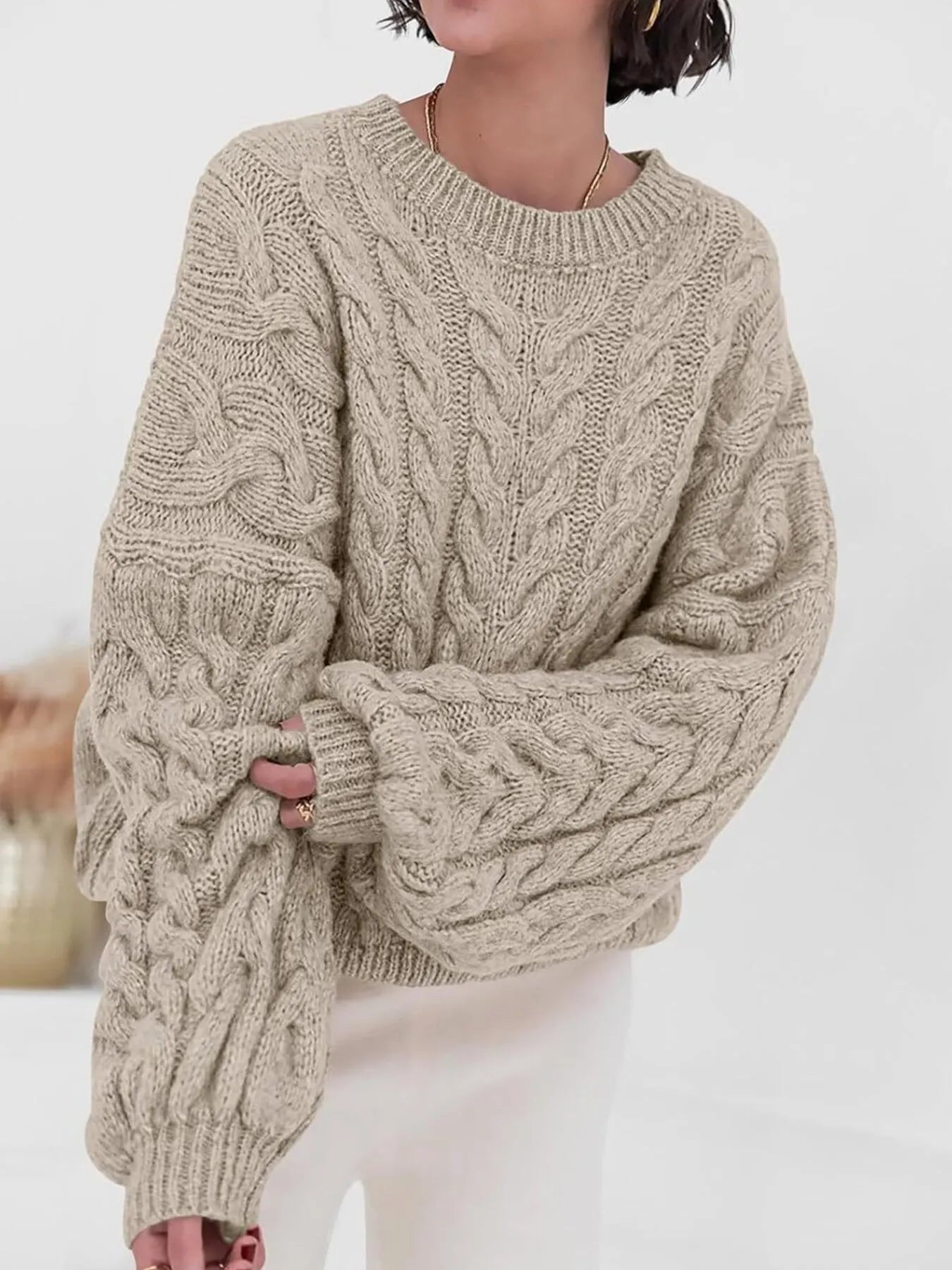 Cozy Women's Cable Knit Long Sweater