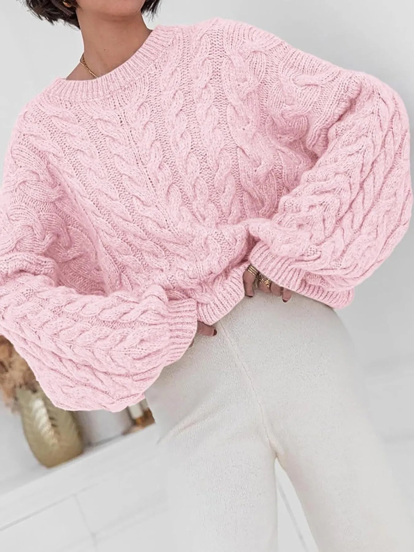 Cozy Women's Cable Knit Long Sweater