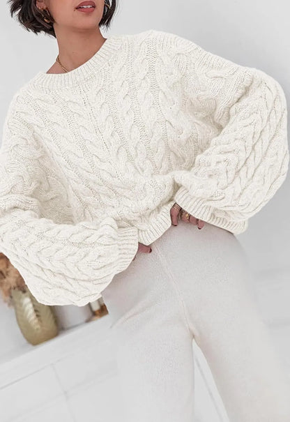 Cozy Women's Cable Knit Long Sweater