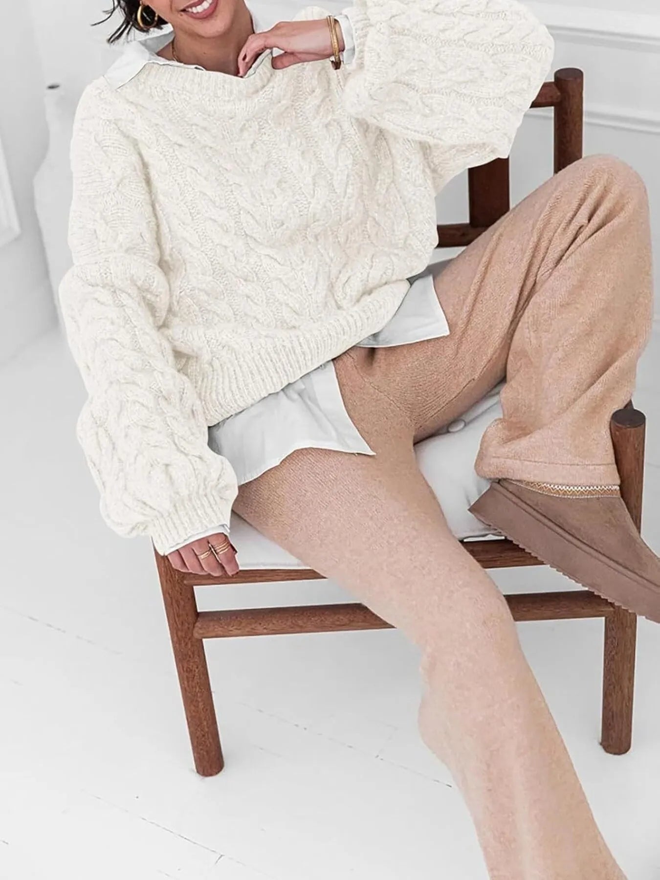 Cozy Women's Cable Knit Long Sweater