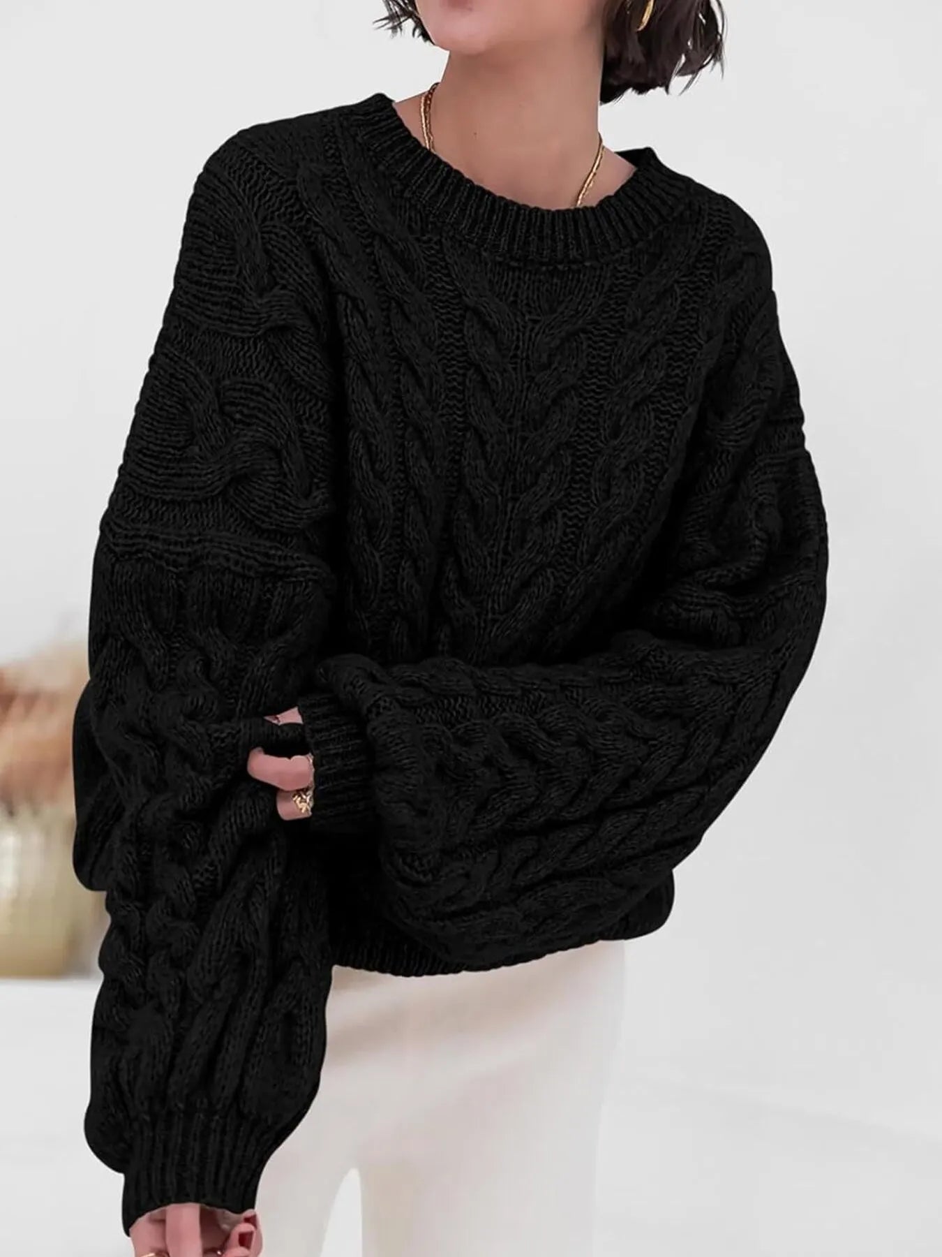 Cozy Women's Cable Knit Long Sweater