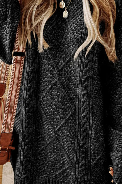 Women's Cozy Cable Knit Crew Neck Sweater Dress