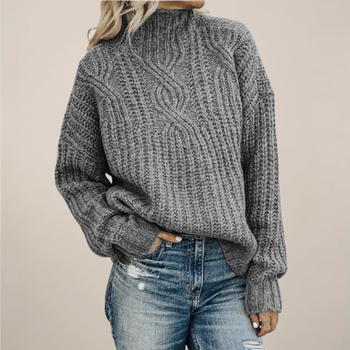 Women's Cozy Loose Fit Crew Neck Sweater