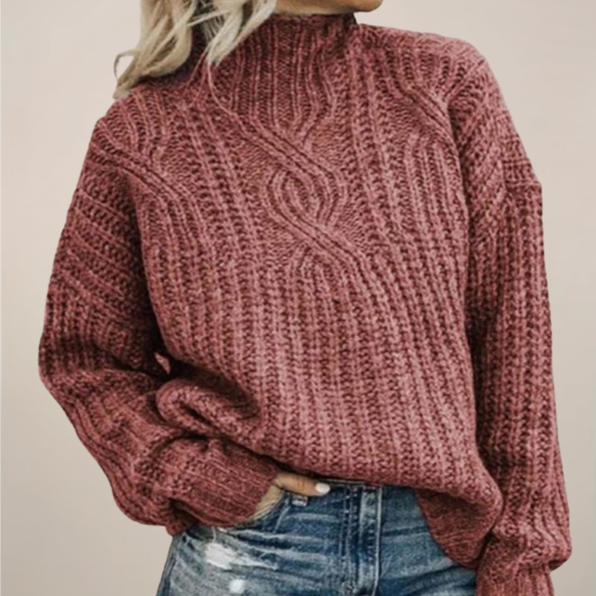 Women's Cozy Loose Fit Crew Neck Sweater