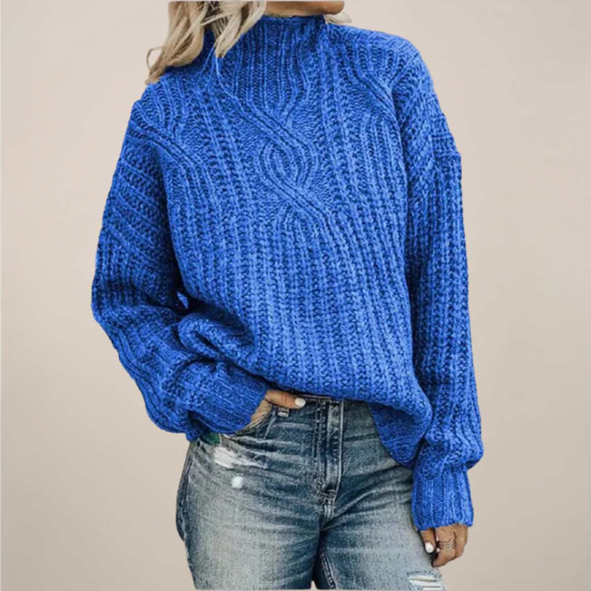 Women's Cozy Loose Fit Crew Neck Sweater
