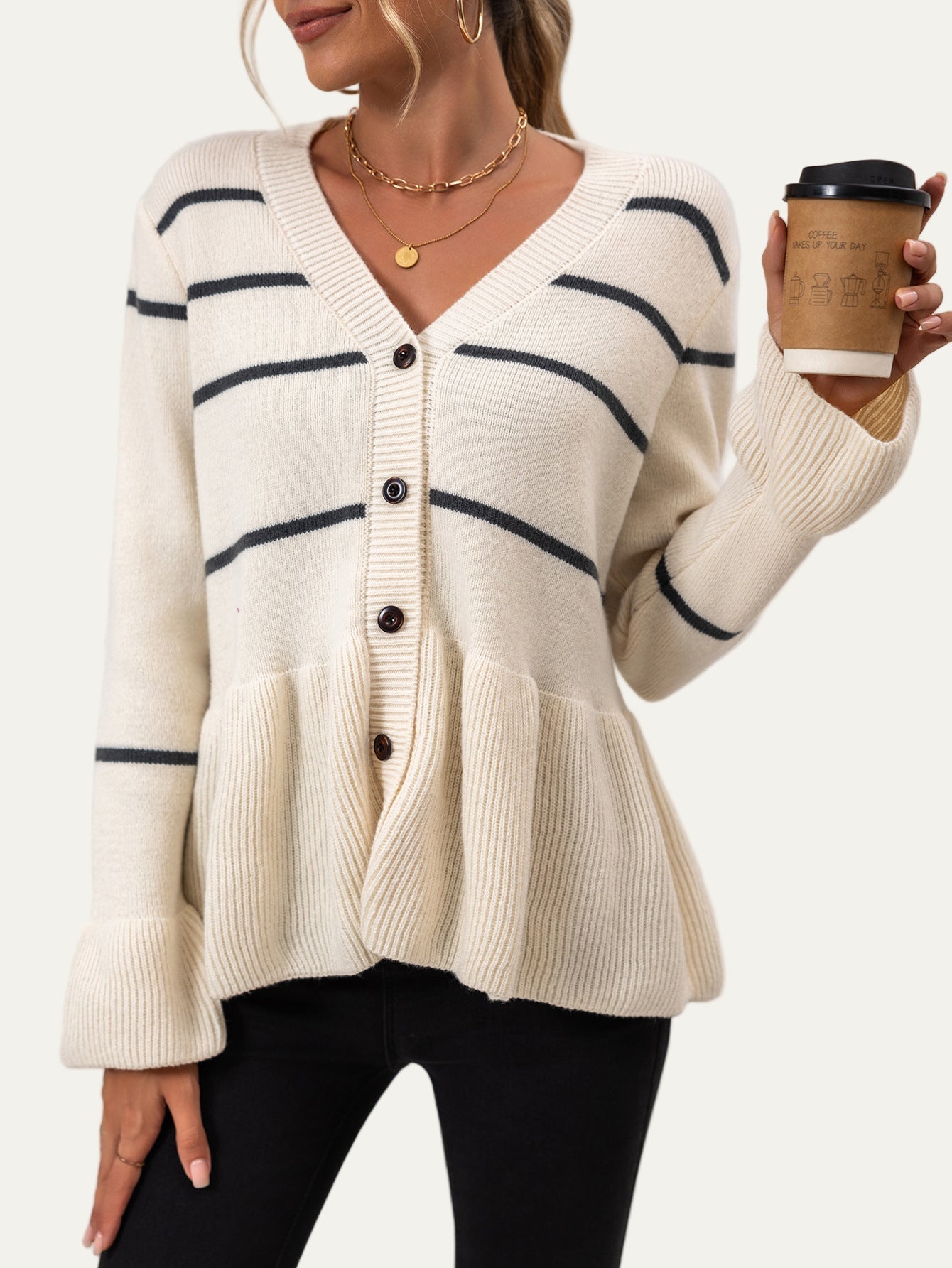 Ladies' Casual Horizontal Hem Sweater - OutfitLondon
