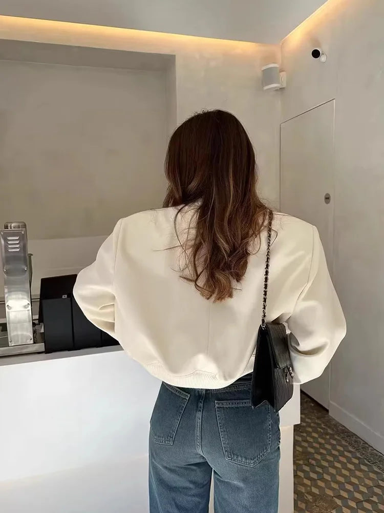 Women's Relaxed Fit Fall Bomber Jacket with Button Front