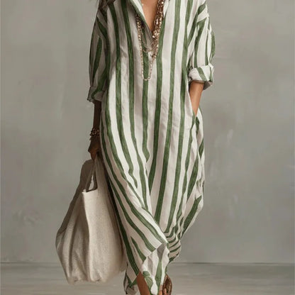 Women's Casual Cotton Maxi Dress with Pockets