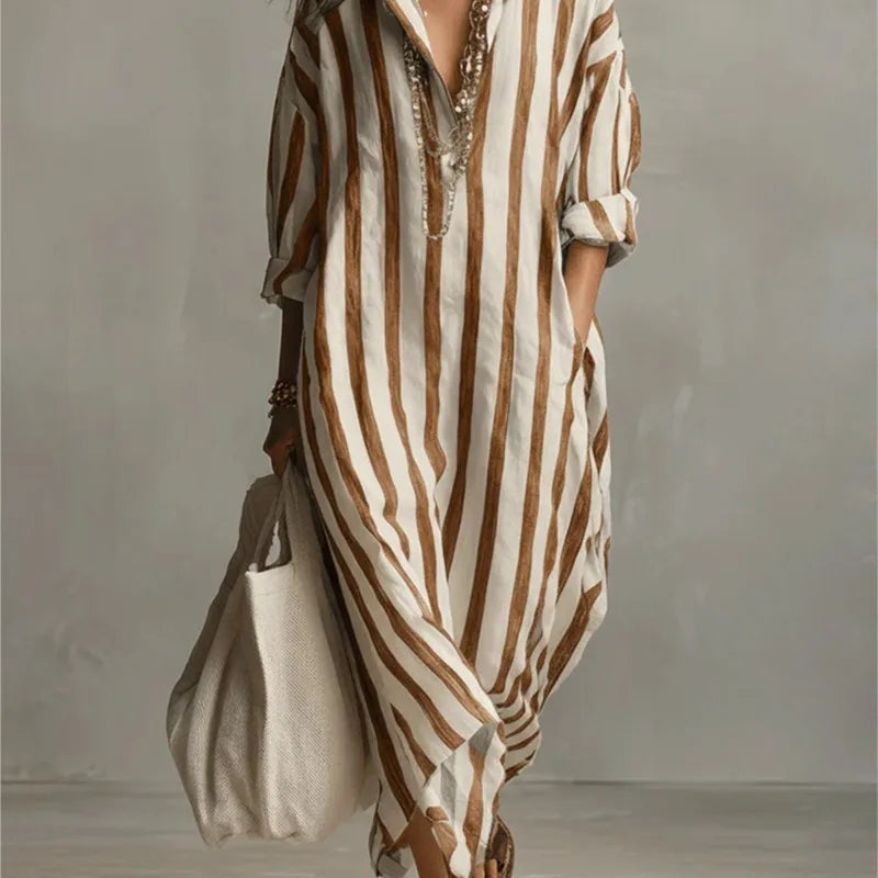 Women's Casual Cotton Maxi Dress with Pockets