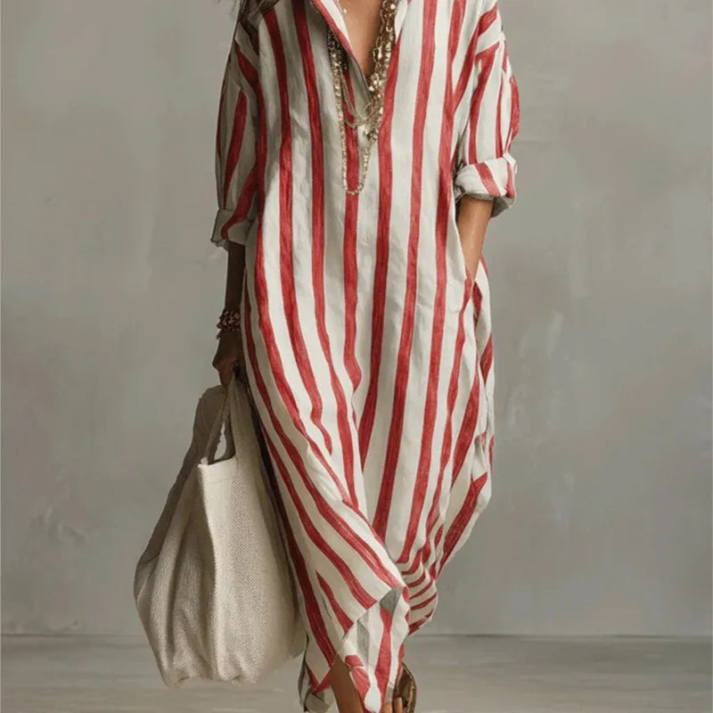 Women's Casual Cotton Maxi Dress with Pockets