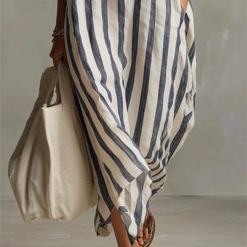 Women's Casual Cotton Maxi Dress with Pockets