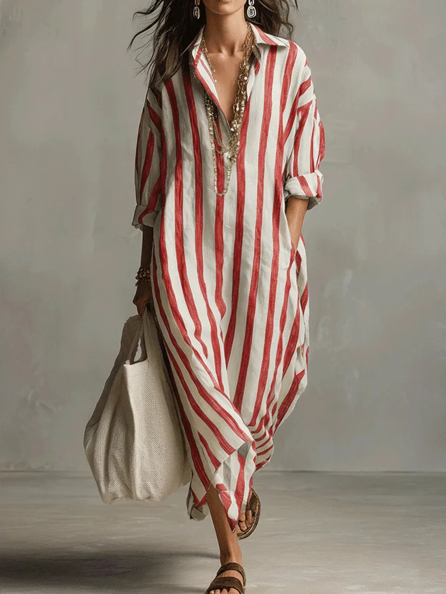 Women's Casual Cotton Maxi Dress with Pockets