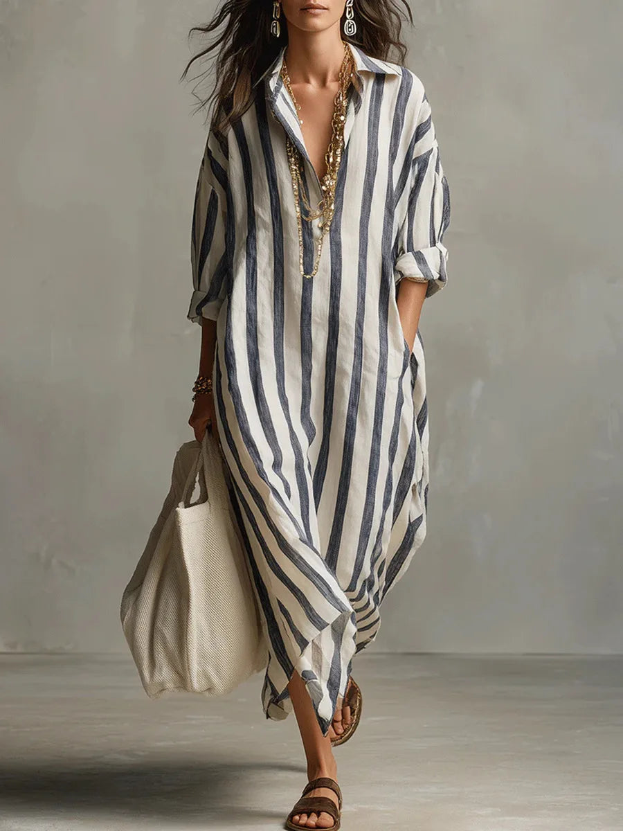 Women's Casual Cotton Maxi Dress with Pockets