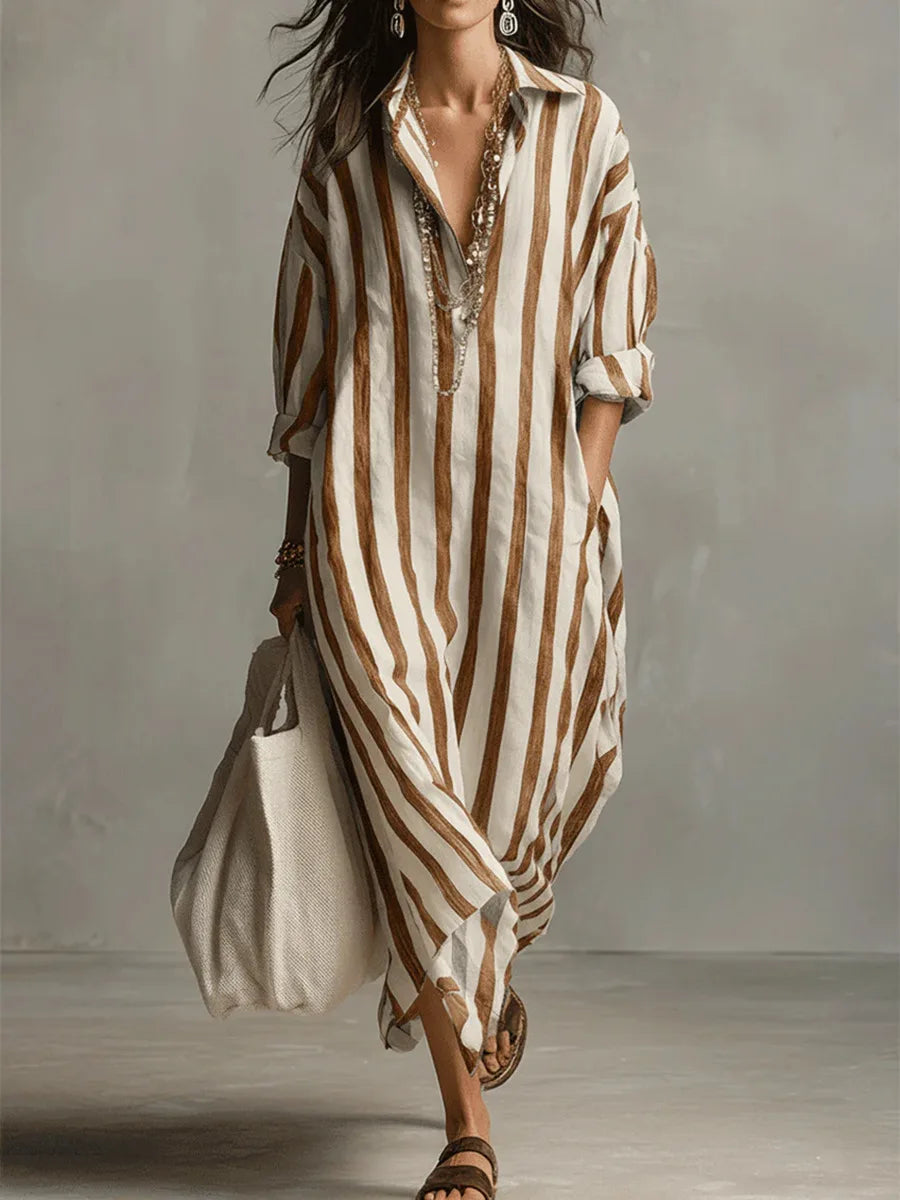 Women's Casual Cotton Maxi Dress with Pockets