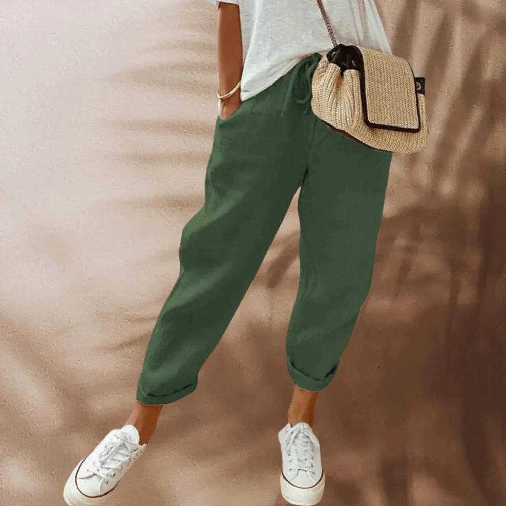Relaxed Fit Women's Elastic Waist Pants