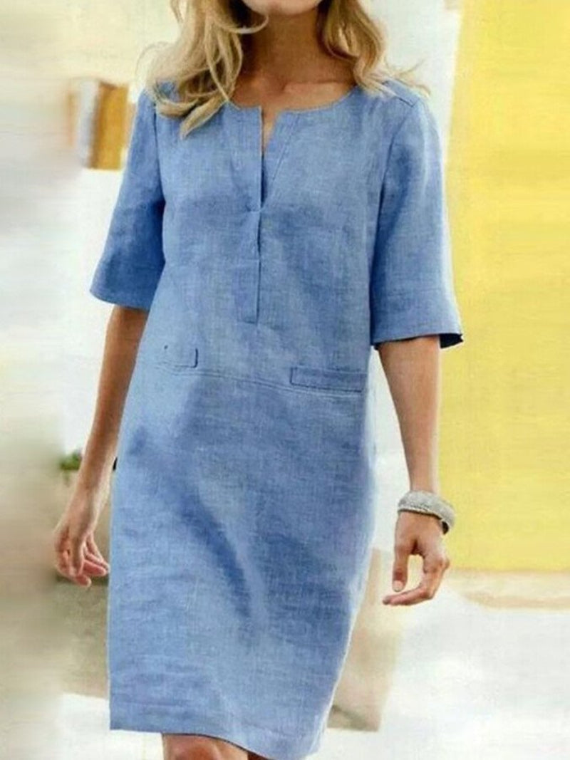 Women's Low Cut V Neck Dress - OutfitLondon