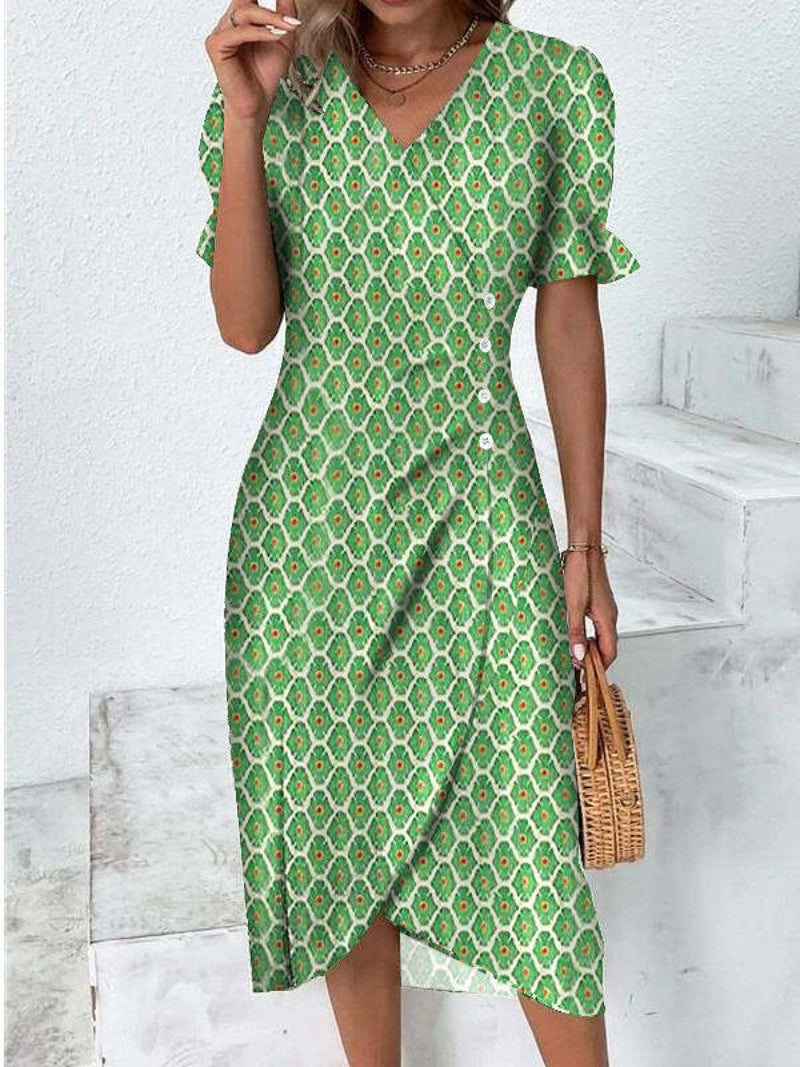 Classic Women's Button Down Midi Dress