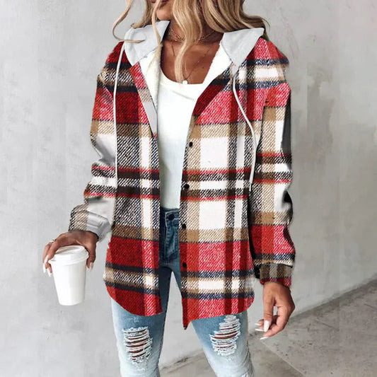Plaid Hooded Coat for Women - OutfitLondon