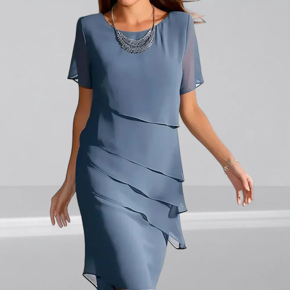 Women's Elegant Tiered Evening Gown - OutfitLondon