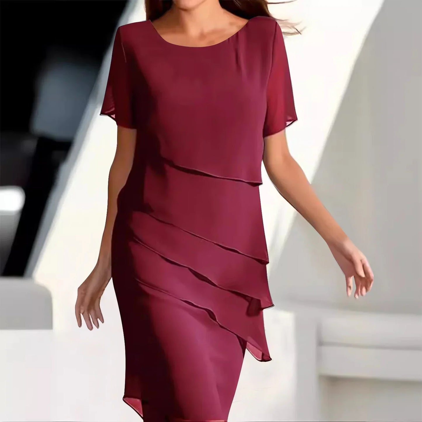 Women's Elegant Tiered Evening Gown