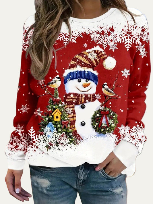 Festive Holiday Snowman Crew Neck Sweater - OutfitLondon