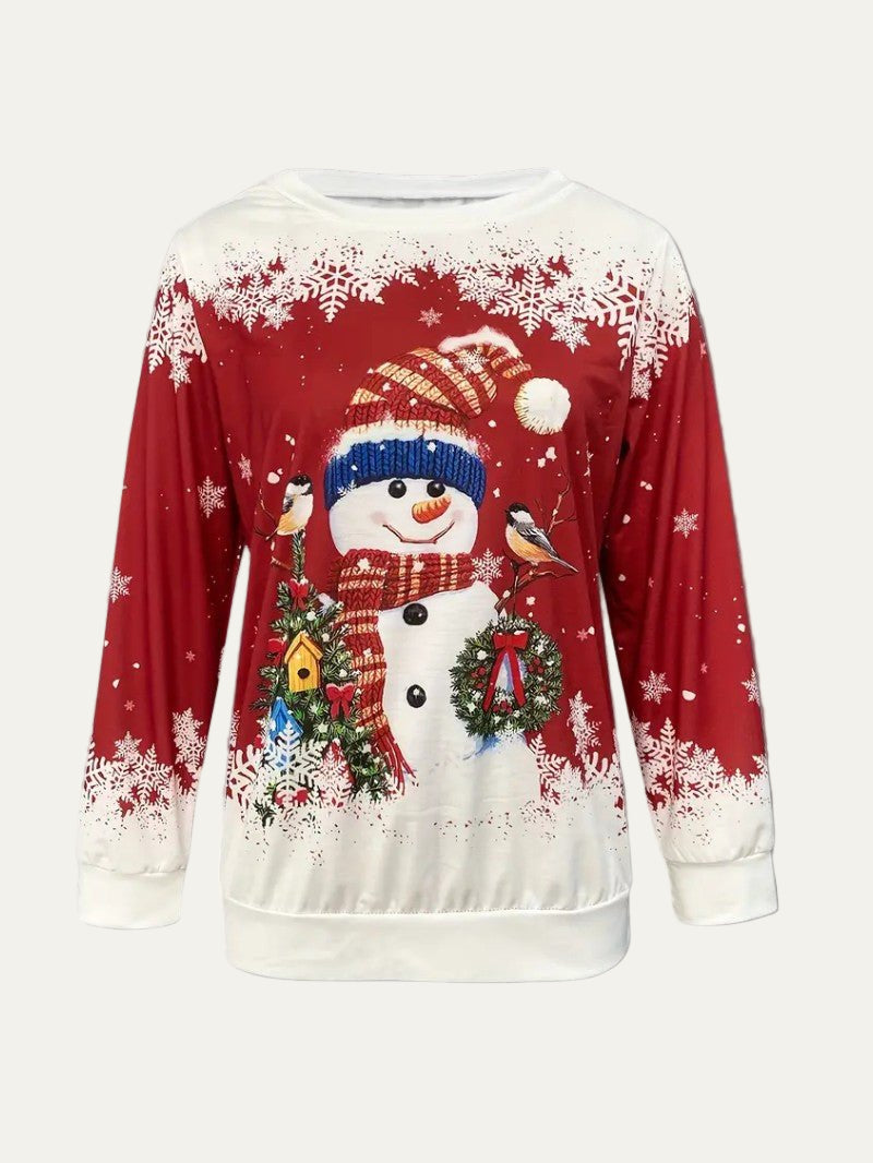 Festive Holiday Snowman Crew Neck Sweater