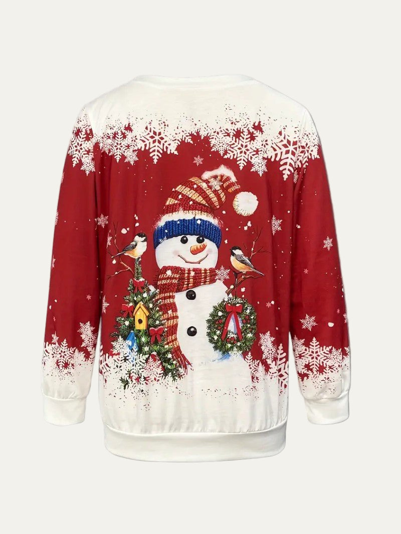 Festive Holiday Snowman Crew Neck Sweater