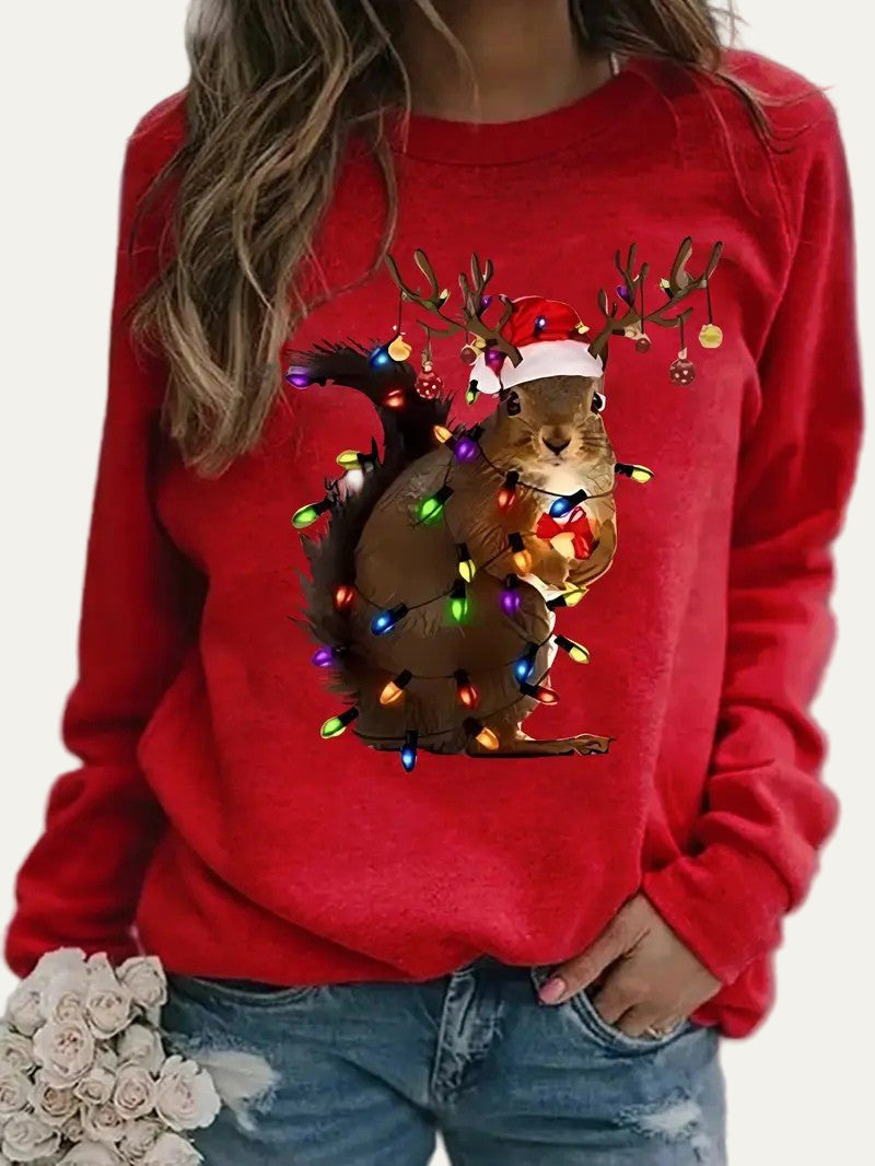 Humorous Squirrel Holiday Sweatshirt - OutfitLondon