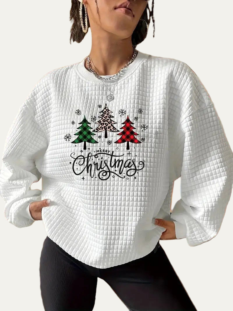 Festive Holiday Tree Printed Hoodie - OutfitLondon