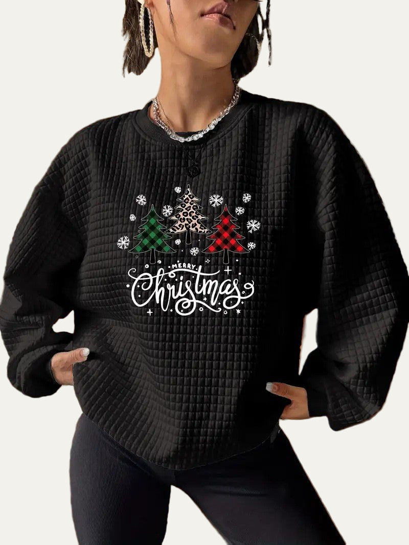 Festive Holiday Tree Printed Hoodie