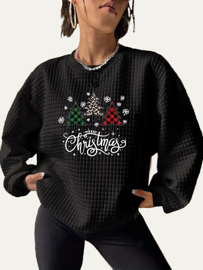 Festive Holiday Tree Printed Hoodie
